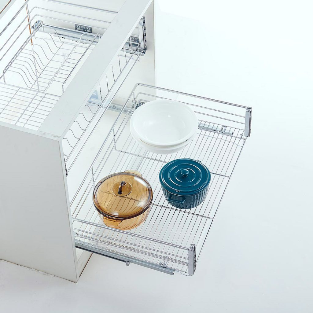 Cup & Bowl Pull-Out Basket – 800mm (Stainless) application