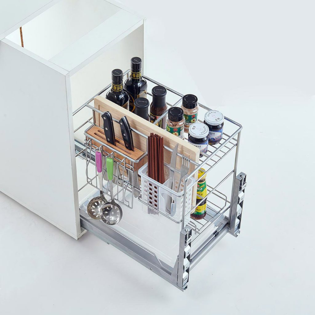 Seasoning & Knife Pull-Out with Drip Tray (Chrome)