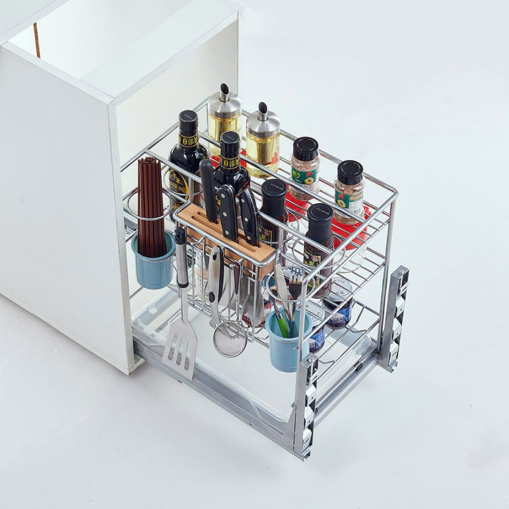 Spice & Utensil Pull-Out Basket (3-Zone)